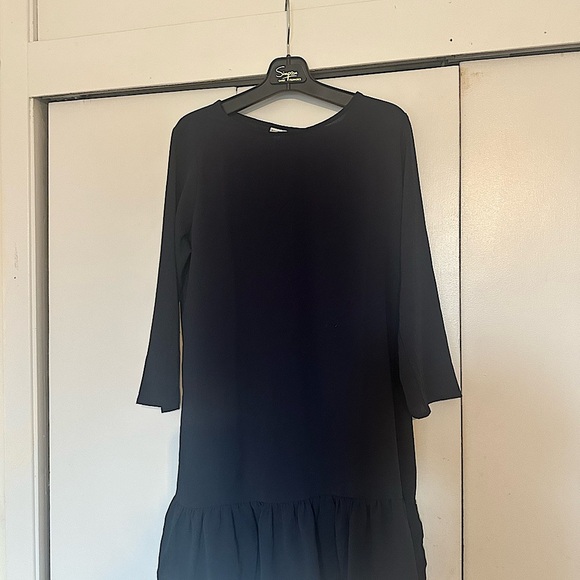 Jacqueline de Yong Navy Ruffle Hem Dress - Size 40 - Picture 5 of 5